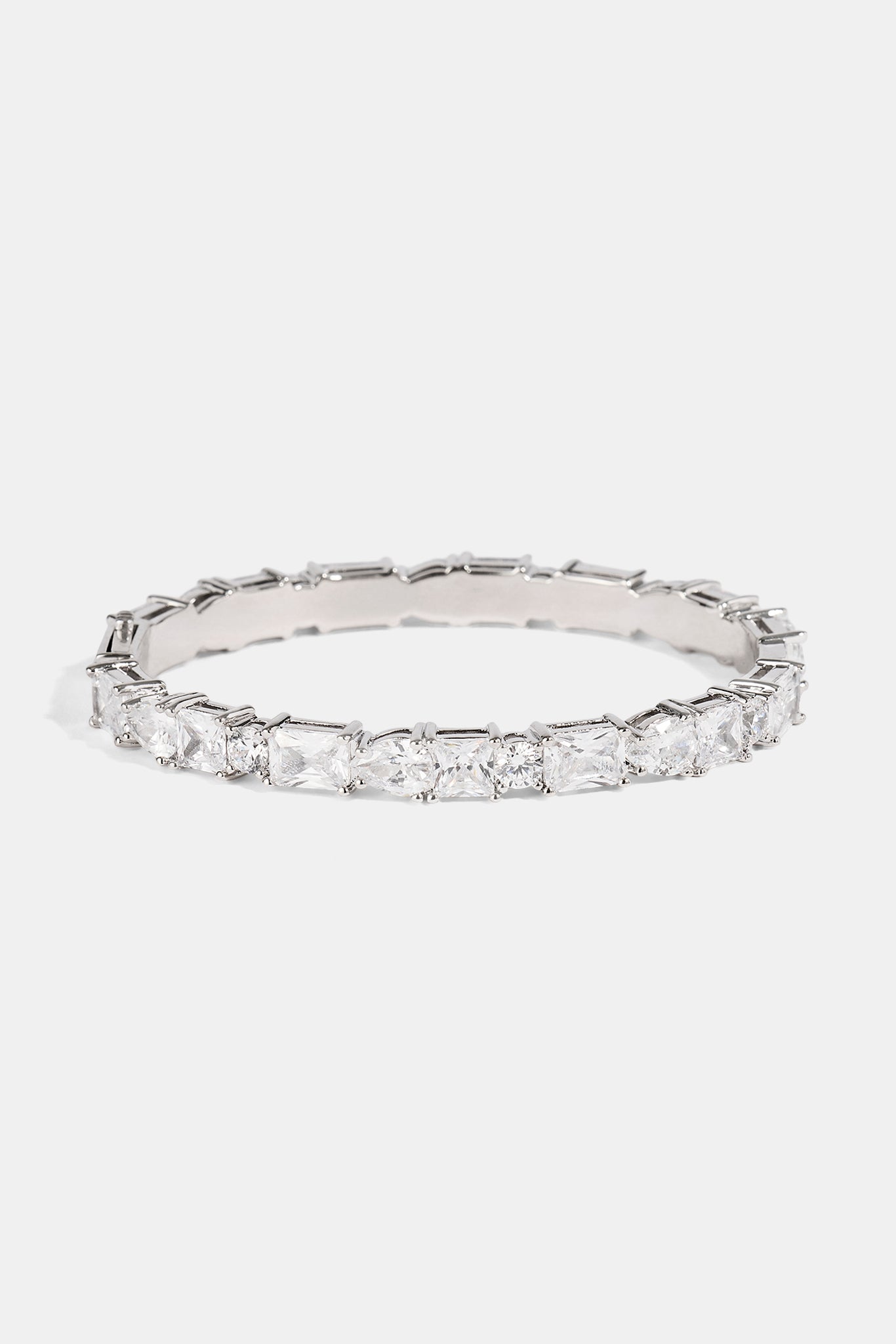 Mixed Shape Stone Bangle - 6mm - White